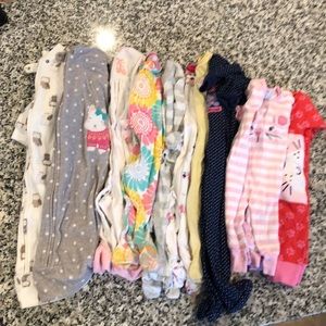 Baby girl pajama bundle lot.